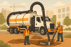 Graphic of men at hydrovac excavation site
