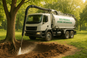 Eco friendly hydro excavation truck
