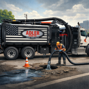 Hydro Vac truck cleaning urban sewer